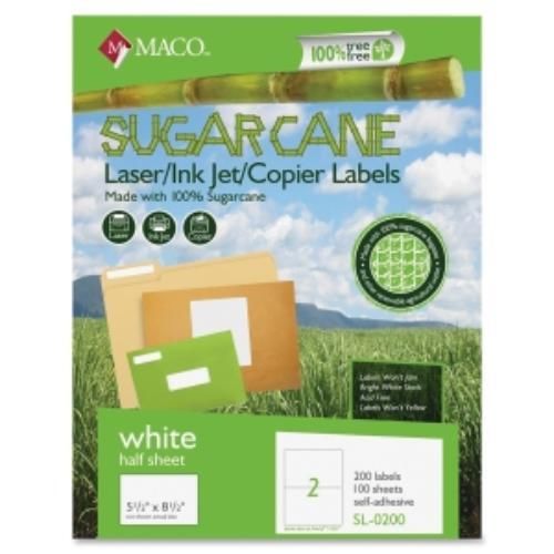Maco Printable Sugarcane Mailing Labels - 5.50&#034; Width X 8.50&#034; Length - (msl0200)