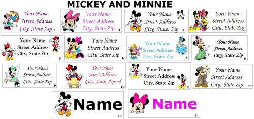 *CUTE * Minnie and Mickey Mouse Return Address Labels &amp; Name Stickers