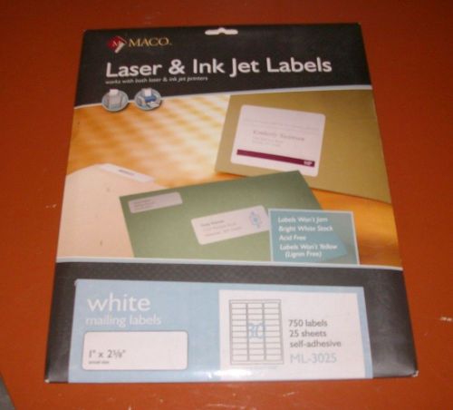 MACO Laser &amp; Ink Jet Mailing Labels 1&#034; x 2 5/8&#034;