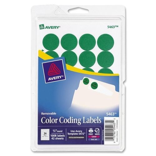 LOT OF 4 Avery Round Color Coding Label - 0.75&#034; D - 1008/Pk  - Green