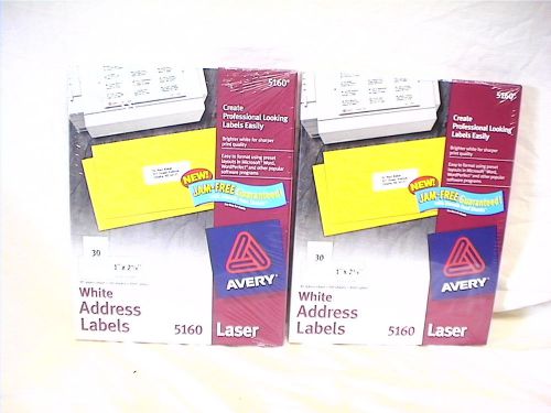 2 NEW AVERY WHITE ADDRESS LABELS 5160 3000 LABELS 100 SHEETS 30 LABELS PER SHEET