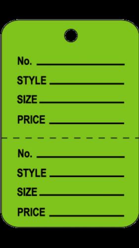 Uline s-10670g 1 7/8&#034; x 1 1/4&#034; green garment hang tag 1000 per carton for sale