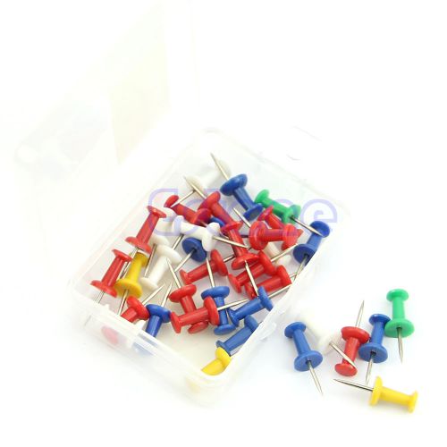 New 35pcs Multi-Coloured Push Drawing Pins for Notice Cork Board Map