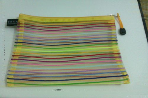 1x rainbow pencil pouches transparent nylon net cosmetic document bag a5 size for sale