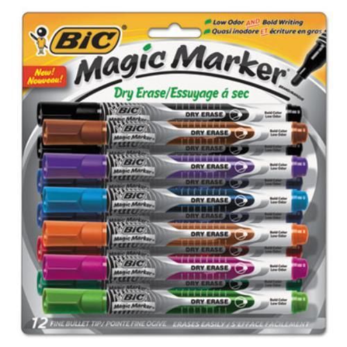 Bic corporation gelipp121ast magic marker low odor &amp; bold writing pen style dry for sale