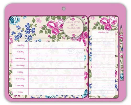 Ditsy Floral Magnetic Meal Planner With Shopping List &amp; Pencil