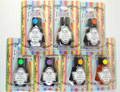 7 colours set poky colour ink b free 2 fountain pen calligraphy silver &amp; smoke for sale