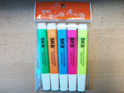 SET 5PCS COLORFUL HIGHLIGHTER PEN MARKER SCHOOL OFFICE NEW WORKING FREE SHIPPING