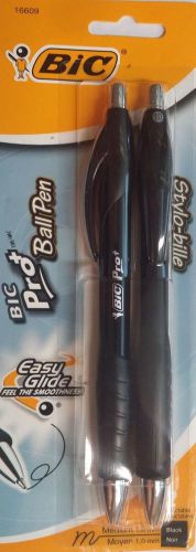 4 Bic + Pro Ball Retractable Pen Medium Point Pens 1.0mm Black Ink Rubber Grip