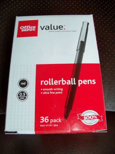 2 PACKAGES of Office Depot 36ct Rollerball Ultra Fine 0.5 mm #197-504 Red Ink