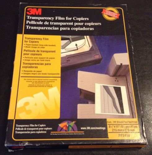 3M TRANSPARENCY FILM FOR COPIERS, PAPER BACKED LONG SIDE BONDED, 80 SHEETS