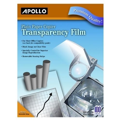 Apollo PP100C Transparency Film 8-1/2 x11in 100/BX Black on Clear