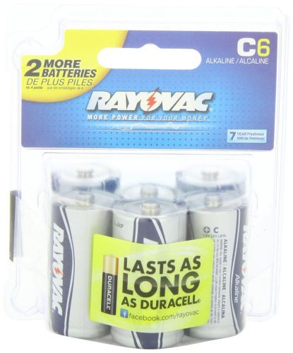 NEW Rayovac Alkaline C Batteries, 814-6RVPTF, 6-pack