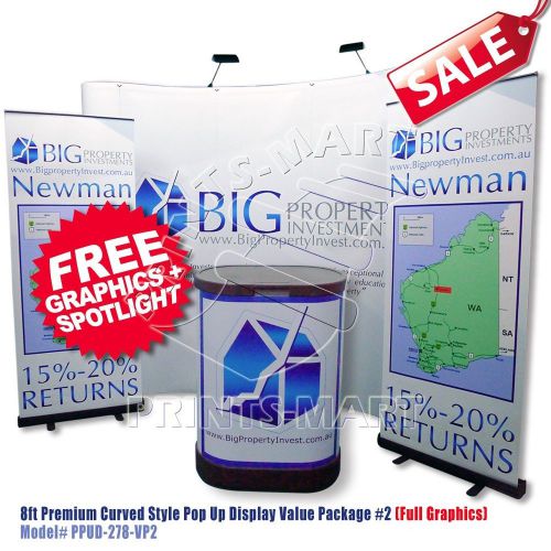 8&#039; trade show booth pop up display roll up banner stands full printing package for sale