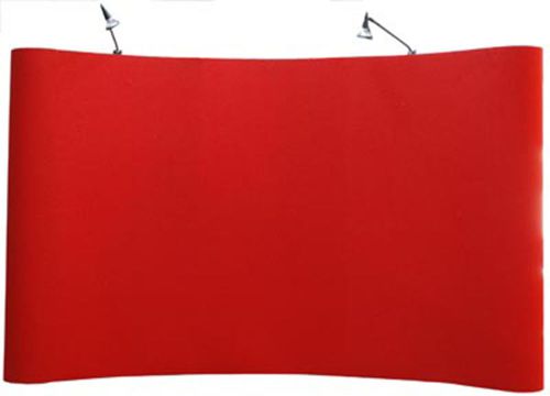 7&#039; CURVED RED COLOR VELCRO RECEPTIVE FABRIC TABLE TOP POP-UP DISPLAY + 2 LIGHTS