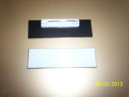 20 White Plastic Blank Name Tags Badges, Pins, 3/4 x 2.5 inches
