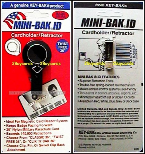 KEY BAK USA RETRACTOR CARDHOLDER ID 36&#034; MILITARY CORD READER SYSTEM CLIP * NEW