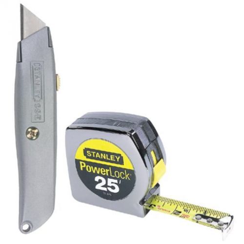 25&#039; Powerlock Tape Rule With 6&#034; Classic 99 Retractable Knife Set Stanley 90-082