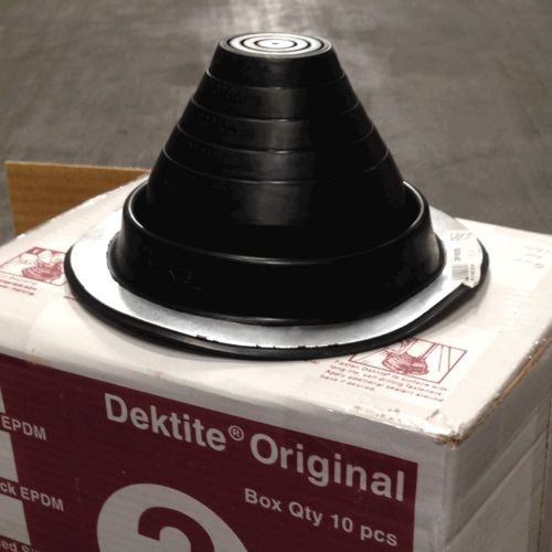 No 3 BLACK EPDM Pipe Flashing Boot by Dektite for Metal Roofing