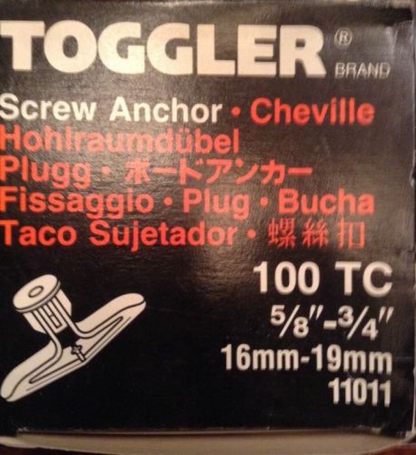 TOGGLER SUPER  TOGGLER 100 TC WALL ANCHOR 11011 FOR 5/8 X 3/4&#034; THICK WALLS