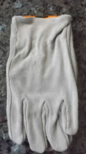 HEAVY DUTY NATURAL GREY COW SUEDE LEATHER DRIVER WORK GLOVES MENS SIZE LARGE