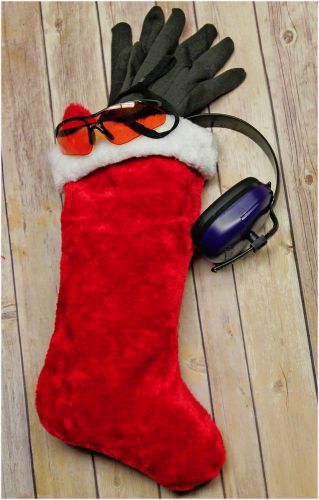 Men&#039;s Stocking Full Of Safety Necessities-Gloves, Sunglasses, Ear Protective
