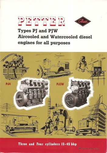Equipment brochure - petter - pj pjw - three four cylinder engine c1965 (e1687) for sale