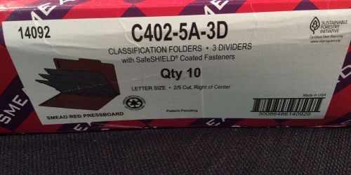 Smead Red Classification Folders 3 Dividers C401-5A-3D 10 qty * New * Make Offer