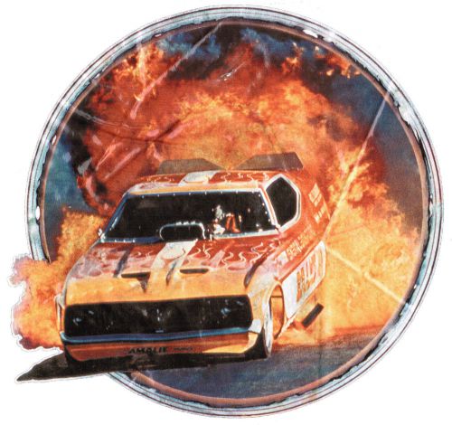 Flaming Funny Car Fire Burnout Vintage 70&#039;s Roach T-Shirt Transfer