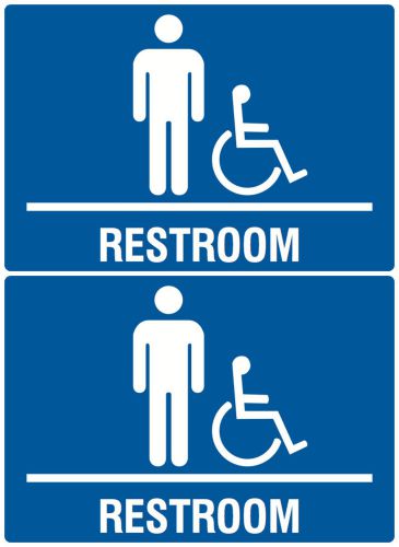 Plastic Restroom Sign Set Of Two Boys Men Bathroom Boy Room Wheelchair Access US