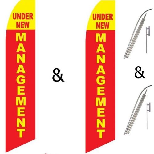 2 Swooper Flag Pole Kits Under New Management Red Yellow
