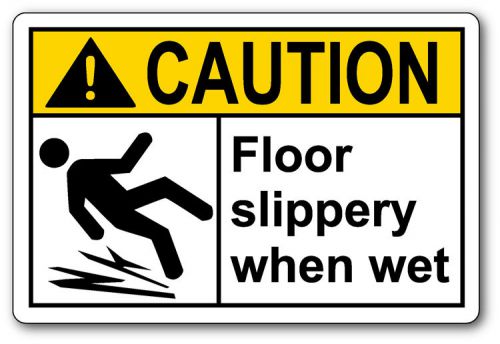 Caution Floor slippery when wet, 6&#034; x 4&#034; window decal label sticker sign