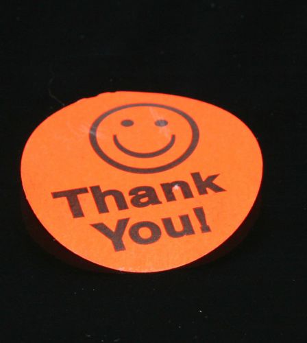 20 Orange - Red Smiley Thank You Stickers large 1.5 inch Round All FREE shipping