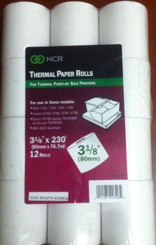 3-1/8&#034; x 230&#039; THERMAL PoS RECEIPT PAPER - 6 NEW ROLLS  NCR Very High Quality