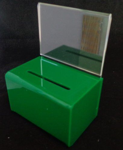 Green donation box w/ sign holder and lock for sale
