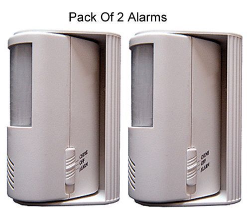 Pack of 2 portable ir motion alarm systems  w/  90 db alarm siren for sale