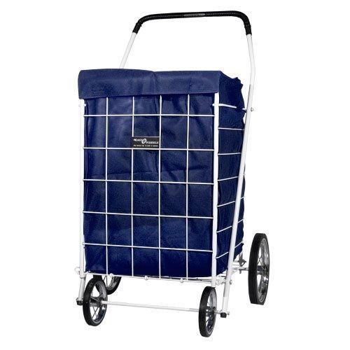 Blue Hooded Shopping Grocery Laundry Cart Liner Trolley Folding Rolling Utility