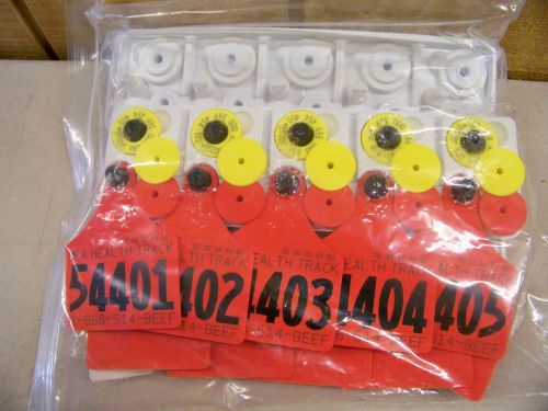 Allflex MFA Health Track Ear Tags Large Red w/ Matching Yellow Button Bag of 20