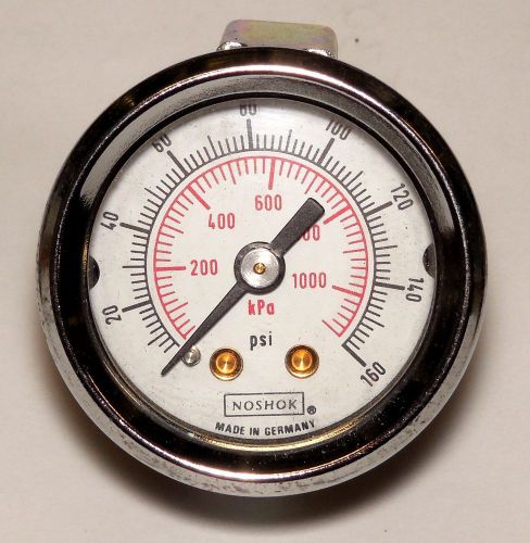 Noshok pressure gauge 0-160 psi 0-1100 kpa panel mount back 1/4 npt for sale