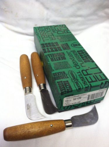 Vintage NOS DEXTER linoleum knife #52120 curved blade X3 small wood handle new
