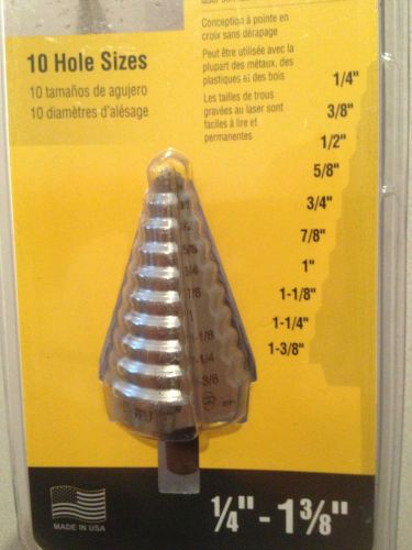 Klein Tools Step Drill Bit #9, 1/4&#034; to 1-3/8, p/n59009, (Made in the USA)