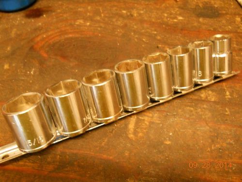 1/2 DRIVE  SOCKET SET SHALLOW  1/2-15/16  6 point no manf markings with rail