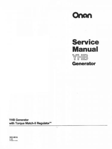 ONAN YHB Generator Torque II Regulator Service Manual