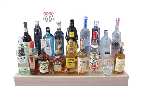 42&#034; 2 level led lighted liquor bottle display shelf with multi colors and remote for sale