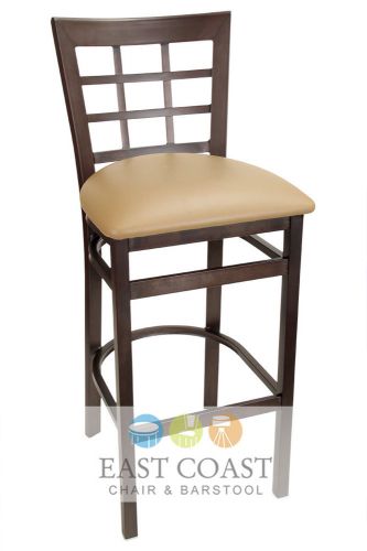 New gladiator rust powder coat window pane metal bar stool with tan vinyl seat for sale