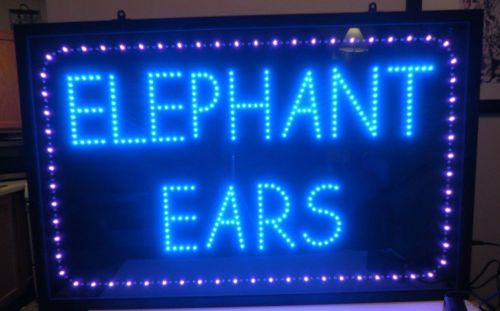 NEW Neon Sign Elephant Ears Blue Letters w Flashing Purple Border Large Lightmax