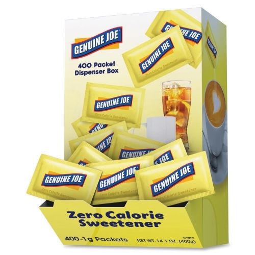 Genuine Joe Sucralose Zero Calorie Sweetener Packets -Artificial -400/Box
