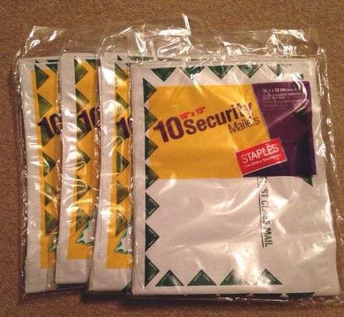 NEW Staples Office 10X13 Security Mailers 40 First Class Mail Shipping Flexible!
