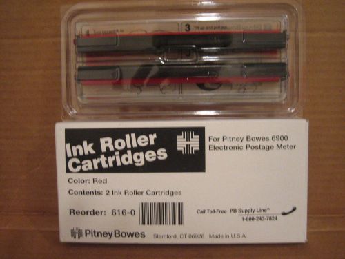 Pitney Bowes 4 Ink Roller Cartridges Red Pitney Bowes 6900 Postage Meter 616-0