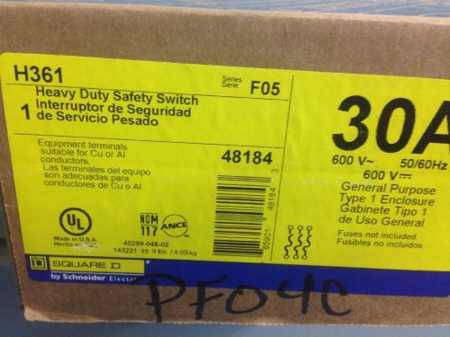 Schneider Electric Square D Heavy Duty Safety Switch 30A H361 NEW Factory Packed